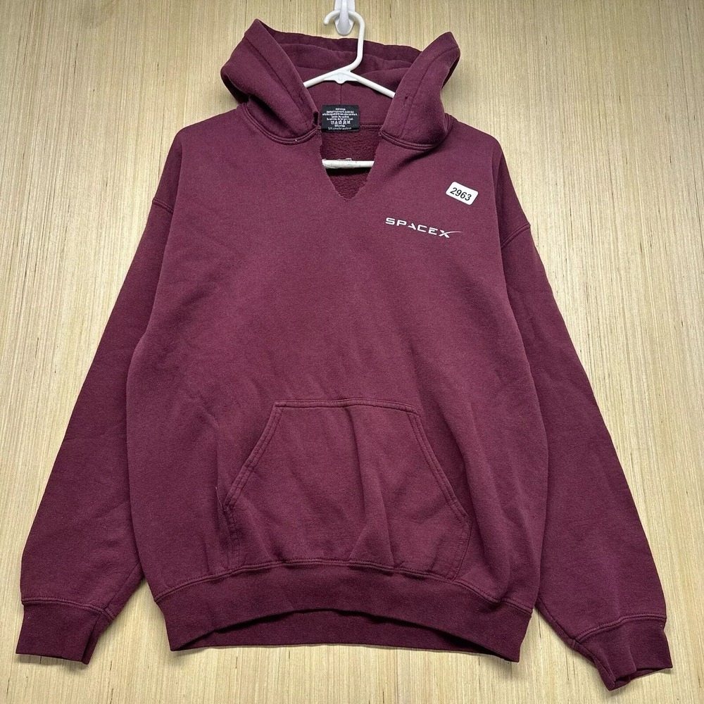 Space X Hoodie Adult Medium Red Long Sleeve Men's Embroidered All Over Print